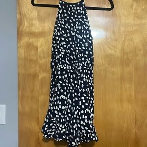 High neck backless blue spotted romper